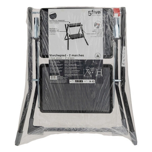 Skládací kovová dvoustupňová stolička schůdek černá moderní do domácnosti 5five simply smart