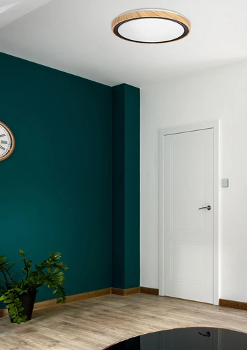 Stropní svítidlo Aflo stropní svítidlo s efektem dřeva+černá 24W LED 3000/4000/6000K 38cm