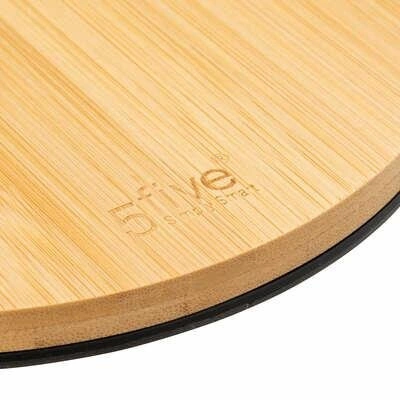 Koupelnový odpadkový koš Modern 3l bílý kovový s bambusovým víkem a pedálem 5five