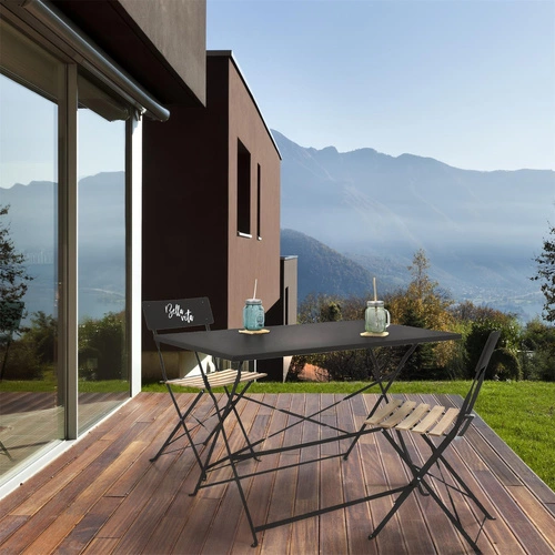 Skládací zahradní stůl Palermo černý kovový moderní 110x70 cm na terasu