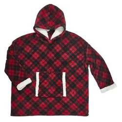 Bluzo deka s kapucí Intesi snuddie hřejivý fleecový kostkovaný na zimní večery
