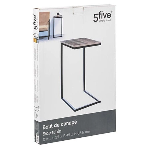 Odkládací stolek Aliaj loftový obdélníkový do obýváku kovový s dřevěnou deskou 45x35 cm