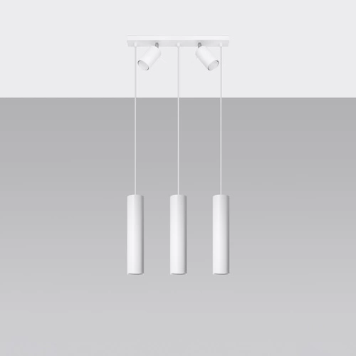 Moderní bílý závěsný lustr RING 3 s otočným stínidlem do obýváku nebo jídelny SOLLUX