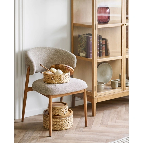 Botofte sada 3 dekorativních košů z vodního hyacintu s dřevěným víkem