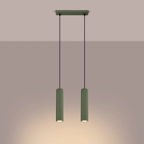 Závěsné svítidlo KARBON 2 zelená olivová do obýváku a kuchyně, výškově nastavitelné, moderní