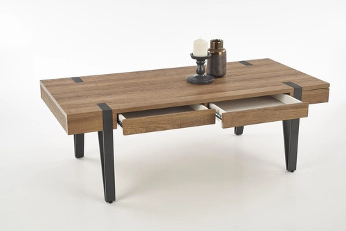 Konferenční stolek Elbait obdélníkový loftový ořech medový s policí do obýváku Intesi