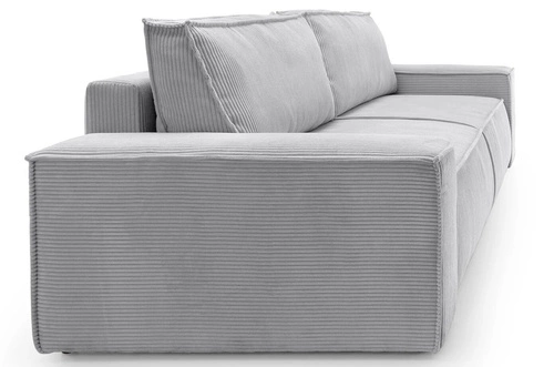 Rozkládací pohovka Molde šedý manšestr s úložným prostorem skandinávský styl do obýváku