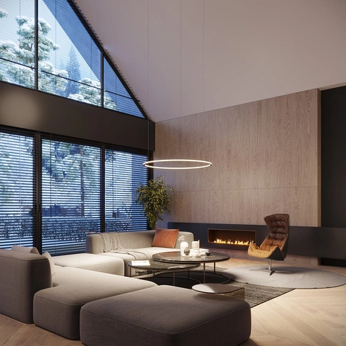 Lustr RISA 90 černý moderní LED do obýváku a jídelny rozptýlené světlo