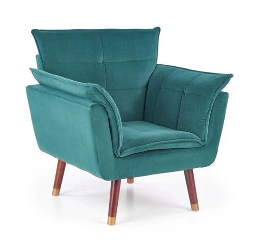 Relaxační křeslo Jambo zelený samet do obýváku moderní glamour s područkami Intesi