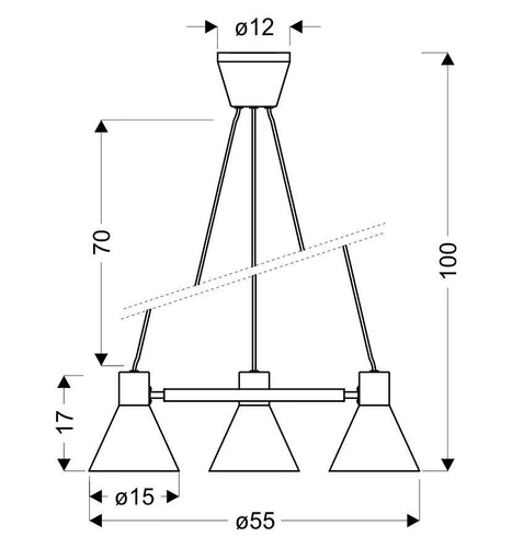 Závěsné svítidlo More černé matné 3bodové moderní do obýváku a nad stůl