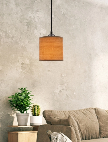 Závěsná lampa Legno black 15 1x40W E27 stínidlo z ořechového dřeva
