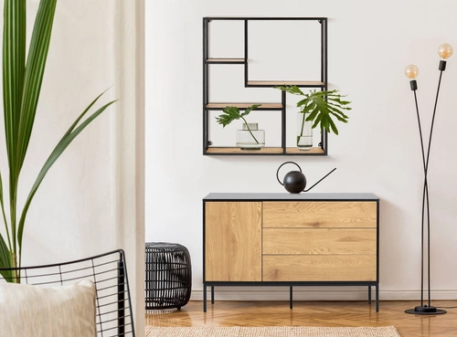 Závěsná kovová police Oxford VIII na knihy a dekorace do obýváku v industriálním stylu 75 cm