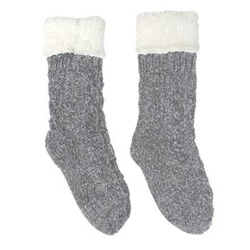 Hřejivé domácí ponožky Chenille Intesi šedé unisex na zimu velikost 36-41