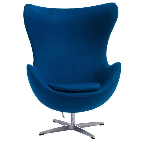 Křeslo Egg D2.DESIGN modrý kašmír otočné houpací moderní do obýváku