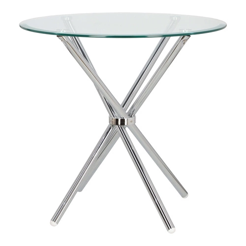 Kulatý skleněný stůl Ufo 80 cm transparentní moderní do jídelny a obýváku chrom Intesi