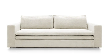 Rozkládací pohovka s úložným prostorem Ulnes bílý manšestr 3místná do obývacího pokoje na spaní