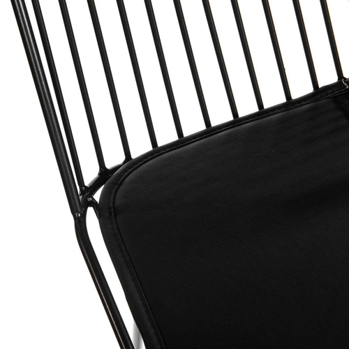 Barová židle Dill High černá s opěrkou, kovová, čalouněná, do kuchyně a k ostrůvku, 75 cm Intesi