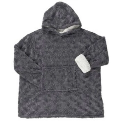Intesi šedá fleecová deka s kapucí z umělé kožešiny teplá do obýváku na zimu 120x83 cm