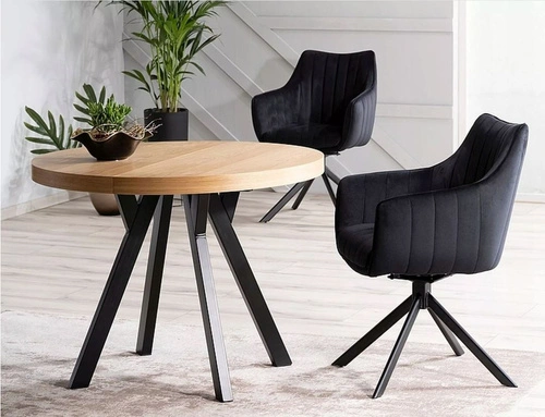 Kulatý rozkládací jídelní stůl Elon černý moderní 100 cm