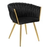 Jídelní židle Tessa Intesi čalouněná samet černá glamour s područkami zlaté nohy