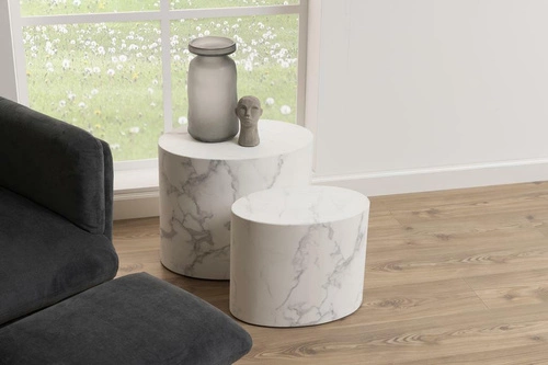 Sada oválných konferenčních stolků Mice bílý mramor moderní do obýváku glamour Actona