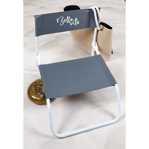 Skládací plážové křeslo Bella Vita Ventos černé moderní zahradní lehátko kovovo-textilní