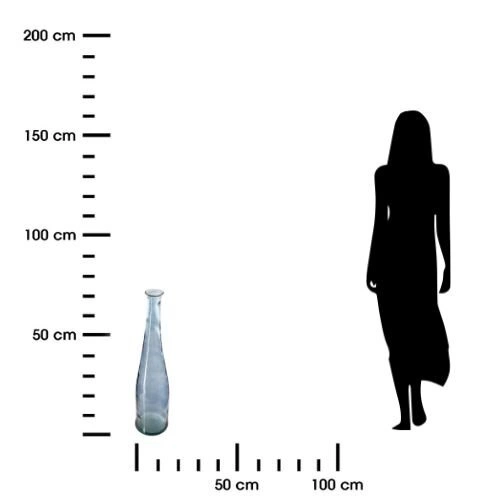 Skleněná váza Long 79 cm modrá vysoká moderní dekorativní do obýváku