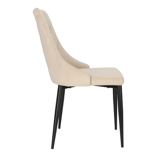 Čalouněná židle Loretta velvet béžová do jídelny a obýváku moderní na černých nohách Intesi