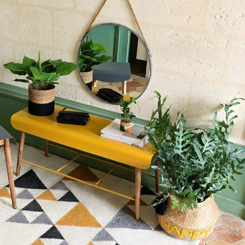 Kulaté zrcadlo Eden 38 cm na pásku do předsíně loftové v černém rámu Atmosphera