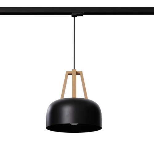 Závěsná lampa E27 CASCO černá/přírodní dřevo