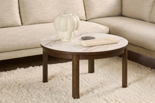 Konferenční stolek Southampton Actona kulatý moderní krémový do obýváku