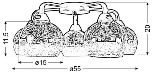 Stropní svítidlo Cromina moderní chromované skleněné do obýváku kuchyně a jídelny 55 cm