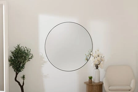 Kulaté zrcadlo Alice 110 cm v černém rámu do obýváku a předsíně