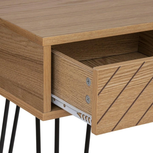 Industriální konzole Naomi se zásuvkami a policí do předsíně nebo ložnice, čelní deska vzor rybí kost