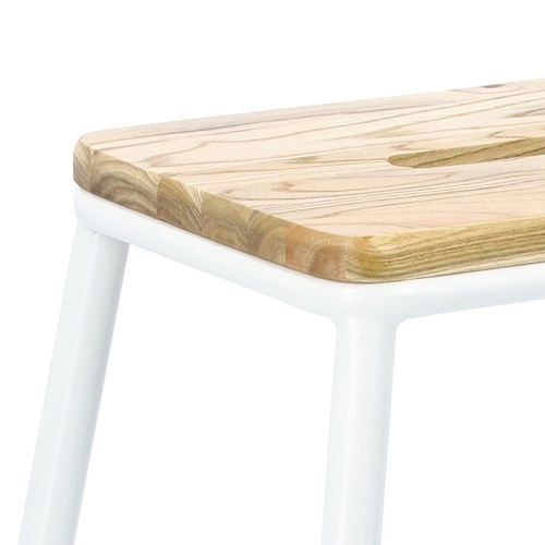 Barová stolička Seattle White 66 cm dřevěná bez opěrky do kuchyně a jídelny bílá Intesi