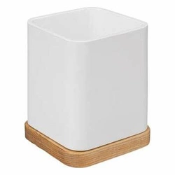 Kelímek na zubní kartáčky Natureo bílý s jasanovým dřevem do koupelny 5five