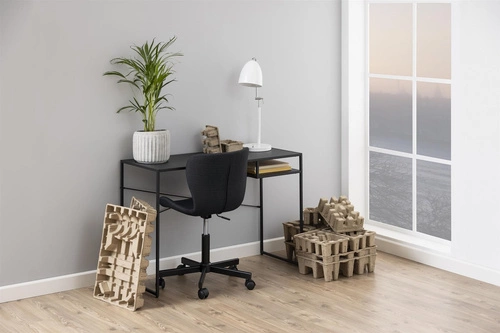 Moderní černý kovový psací stůl Newcastle s šuplíkem, kompaktní do pracovny a kanceláře 110 cm