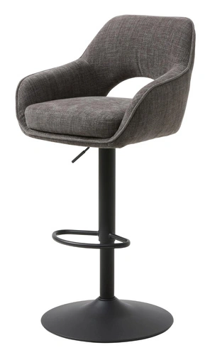 Barová židle Cowley šedá čalouněná s opěrkou, výškově nastavitelná do kuchyně