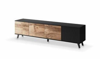 TV stolek 200 cm Adre dub wotan černý moderní volně stojící do obýváku Intesi
