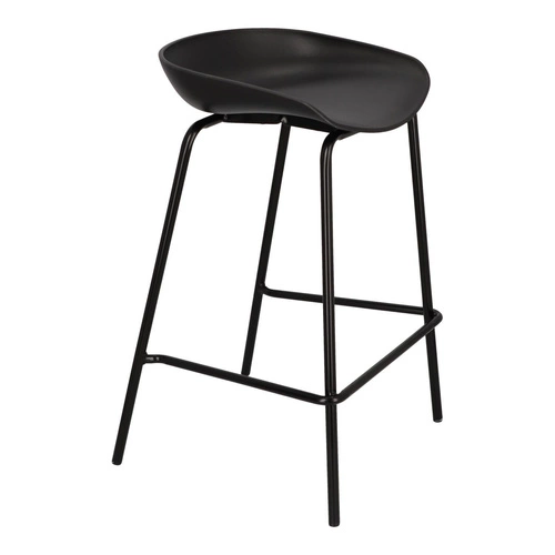 Barová stolička Grego černá 65 cm moderní bez opěradla do kuchyně na kovových nohách Intesi