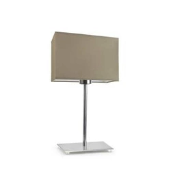 Noční lampička do ložnice AMALFI moderní béžová s textilním stínidlem a chromovanou základnou LYSNE