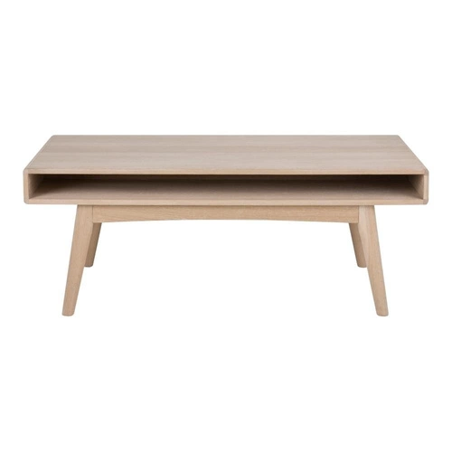 Obdélníkový skandinávský konferenční stolek z běleného dubu s policí do obýváku Actona