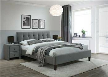Čalouněná postel do ložnice Samur šedá s prošívaným čelem 160x200 moderní