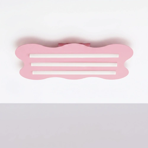 Moderní kovový LED stropní svítidlo Klover růžové do ložnice 66x43 cm