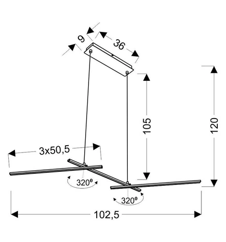 Moderní závěsné LED svítidlo Thasos chrom 103 cm do obýváku, kuchyně nebo jídelny