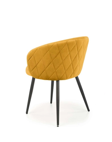 Čalouněná jídelní židle Claude hořčicový samet s područkami moderní
