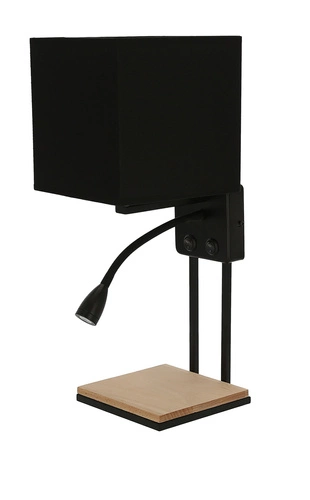 Nástěnné svítidlo Theo moderní černé LED s látkovým stínidlem a vypínači do ložnice CANDELLUX