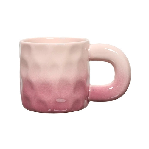 Keramický hrnek Chubby růžový 330 ml Intesi na kávu a čaj s velkým uchem