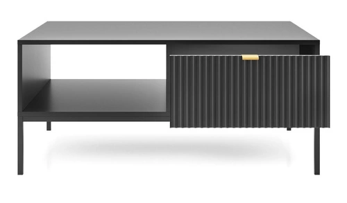 Konferenční stolek Delicious černý glamour se zásuvkou a policí obdélníkový do obýváku 104x68 cm