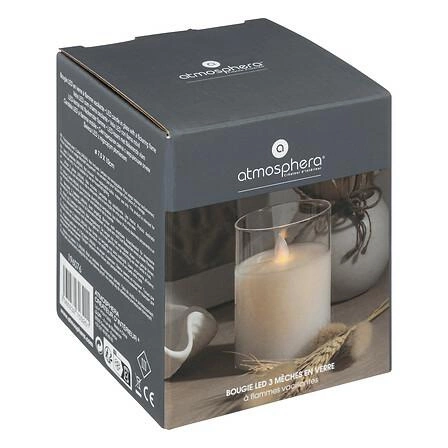 Dekorativní LED svíčka Sena bílá ve skleněné dóze 7,5x10 cm Atmosphera